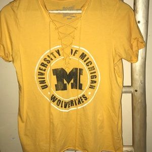 Mustard University of Michigan T-Shirt with cross